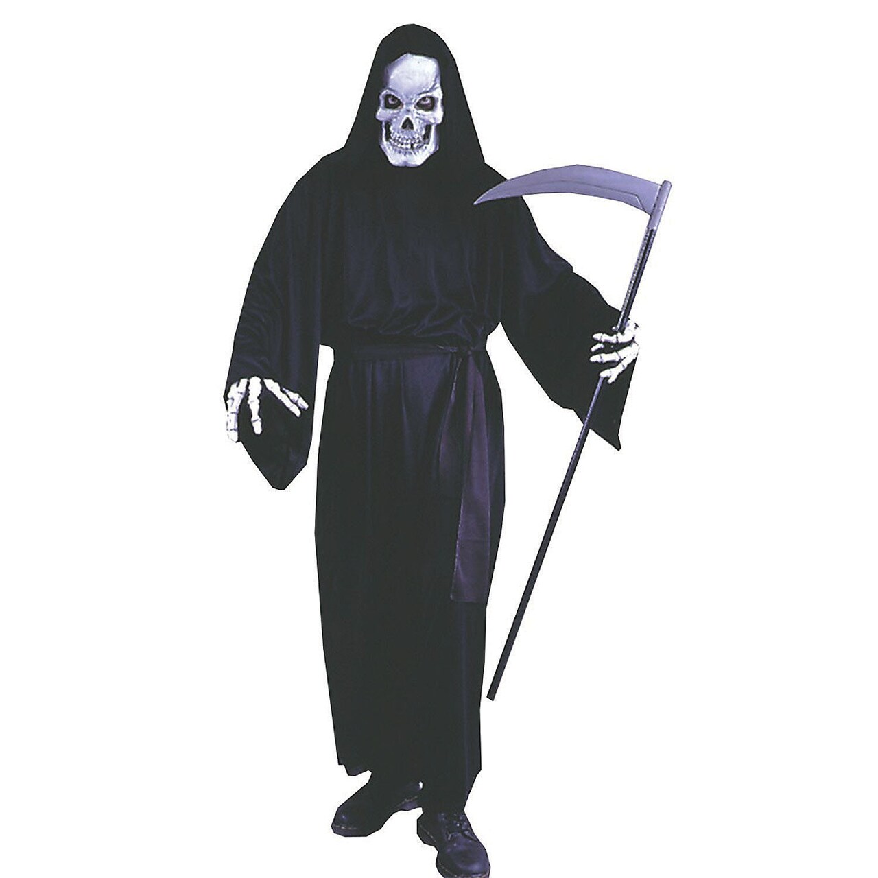Adults Grave Reaper Halloween Costume Hooded Robe Skeleton Mask Gloves Outfit